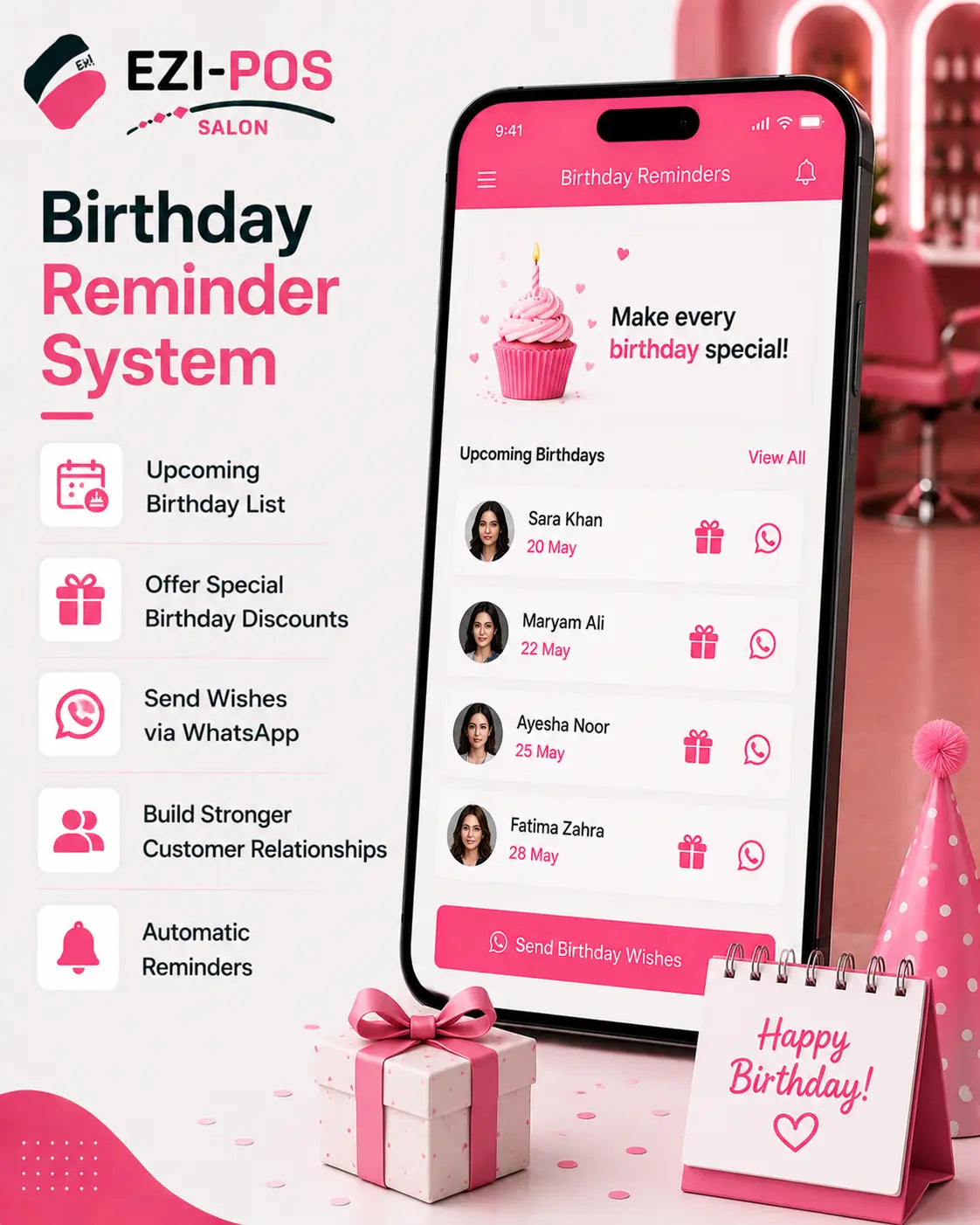 Birthday Reminder System for Salons Ezi-Pos Cloud