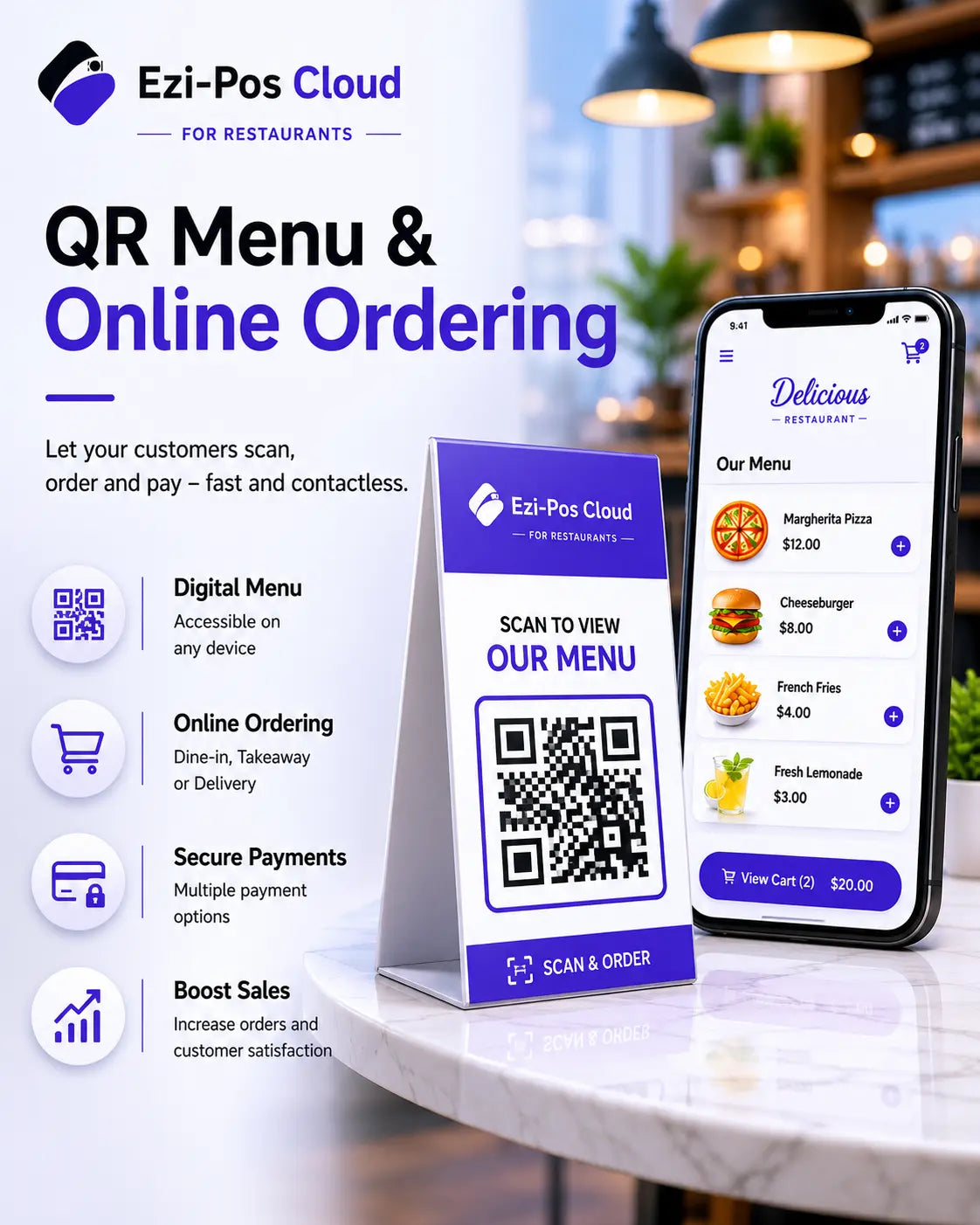 QR Menu & Online Ordering System for Restaurants Ezi-Pos Cloud