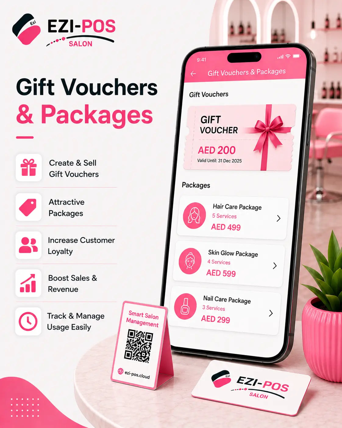 Gift Vouchers & Packages System for Salons Ezi-Pos Cloud