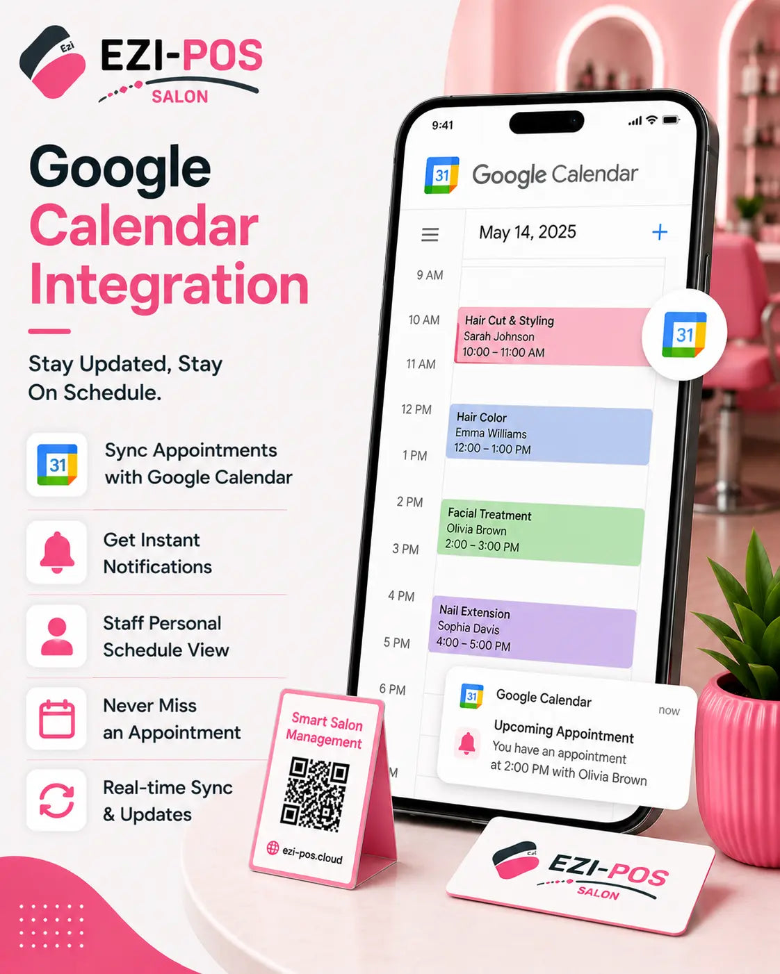 Google Calendar Integration for Salons Ezi-Pos Cloud