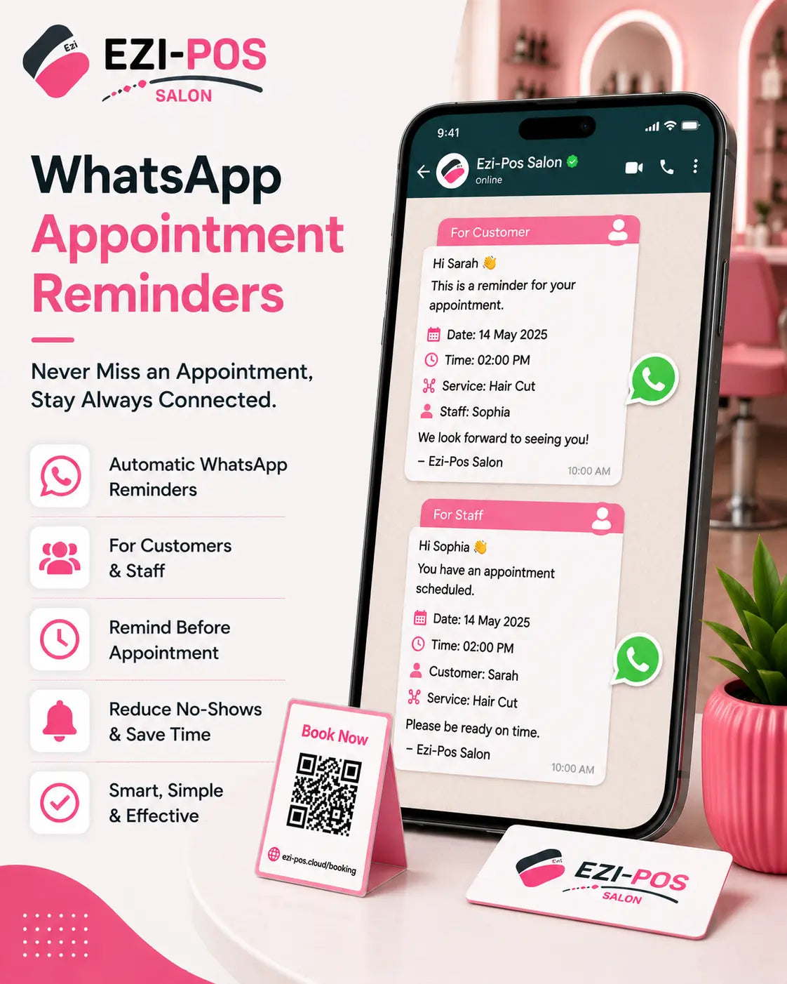 WhatsApp Appointment Reminders for Salons Ezi-Pos Cloud