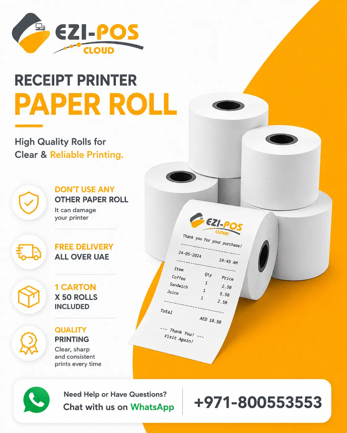 Paper Rolls 1 Carton (50 Rolls) Ezi-Pos Cloud