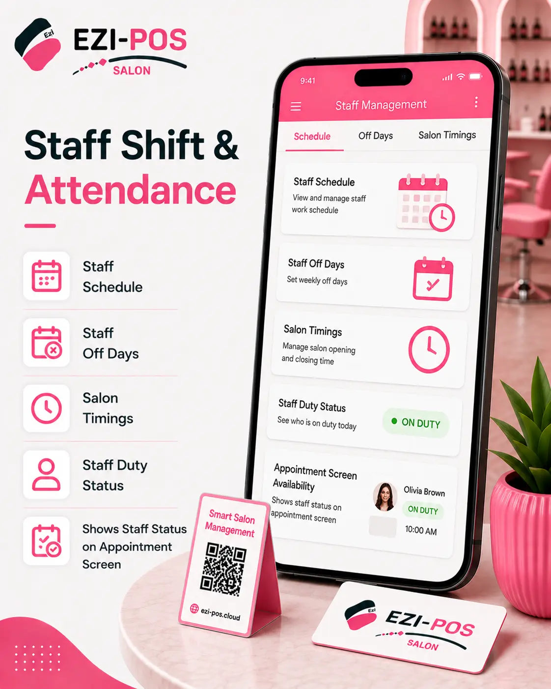 Staff Shift & Schedule Management for Salons Ezi-Pos Cloud