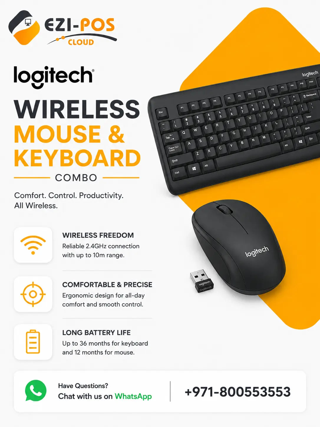 Logitech Mouse Keyboard Wireless Ezi-Pos Cloud